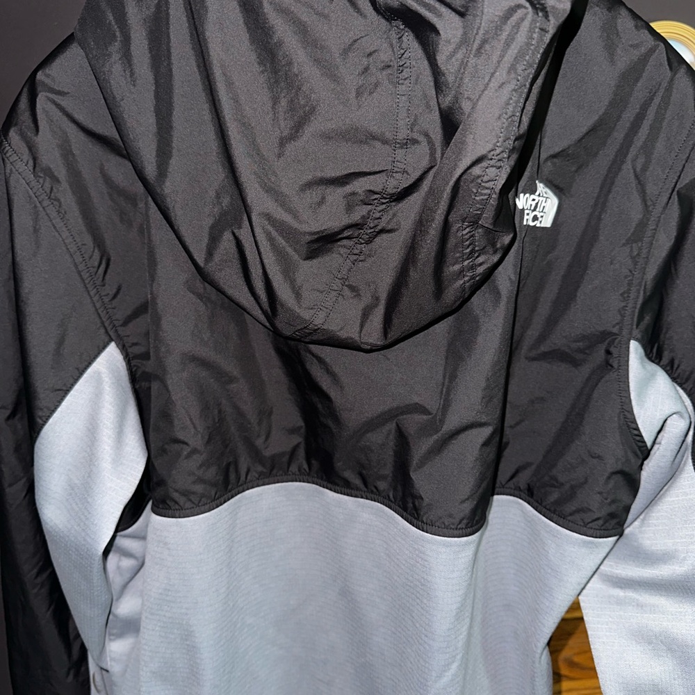 The North Face Black and Light Gray Hooded Windbreaker Fleece Jacket - Picture 10 of 10